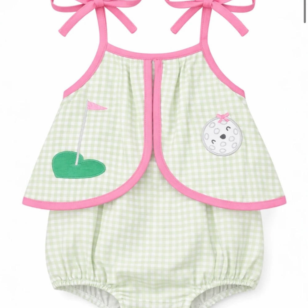 ANGEL DEAR NWT 0-3 m pink / Green Gingham Golf Bubble Romper - Kids Accessories